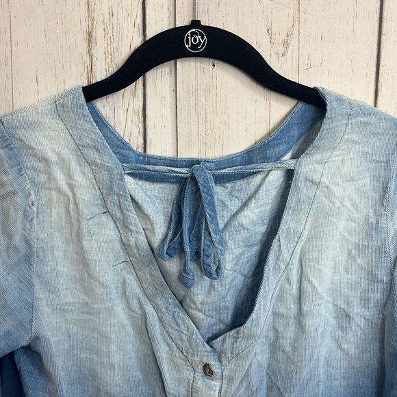 Cloth & Stone 100% Cotton Lightweight Blue Ombre Corduroy Longsleeve Top - Picture 4 of 7